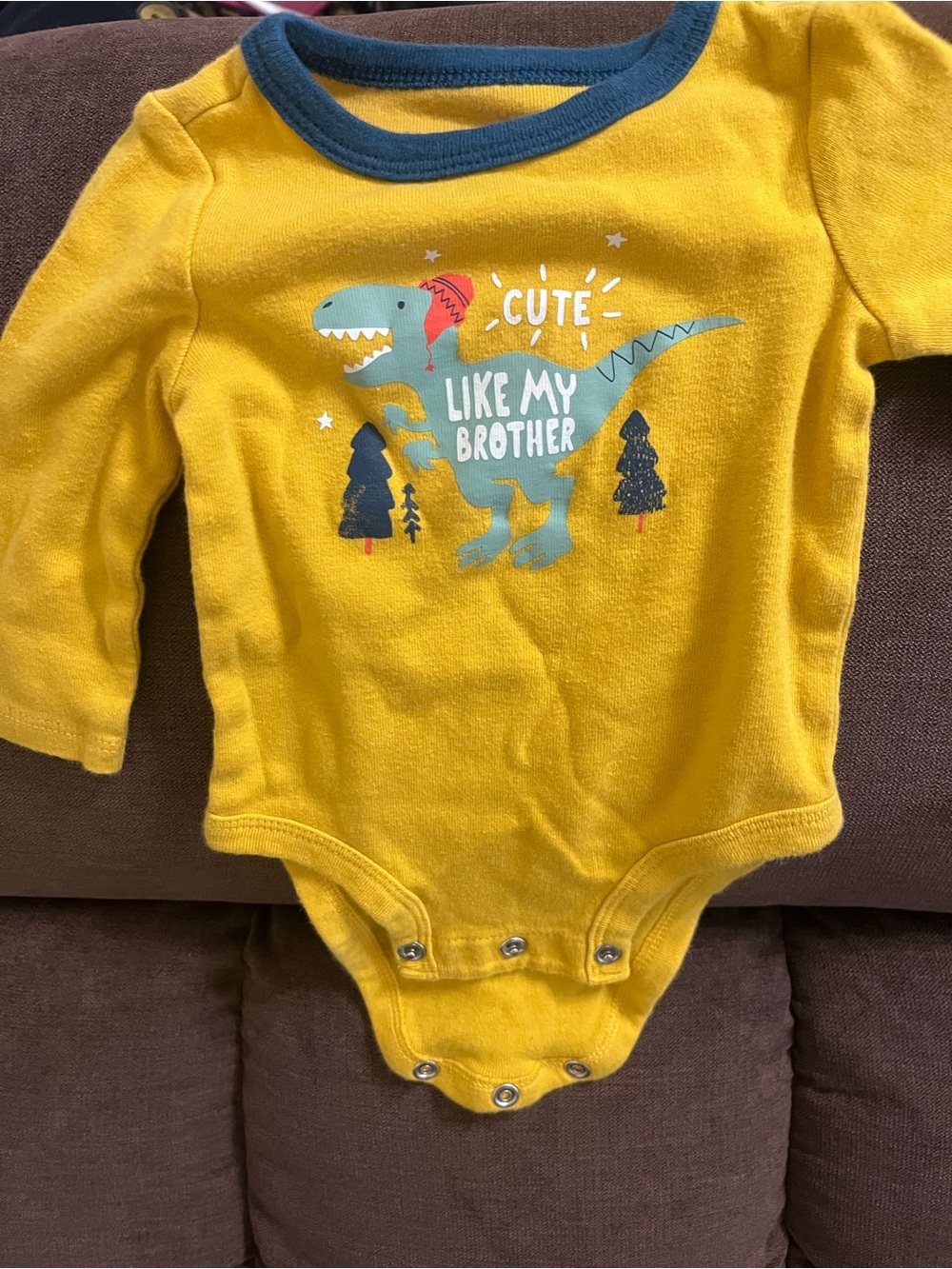 Carters 3m Yellow Dino Graphic One-Piece Bodysuit